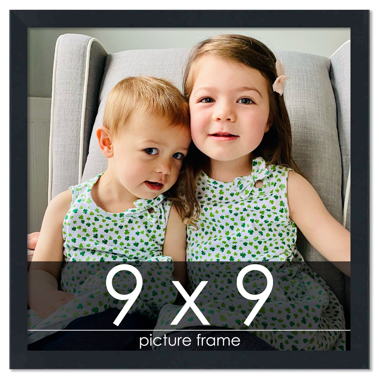 Square Slim Profile Black Picture Frame - UV Acrylic, Foam Board Backing, Hanging Hardware